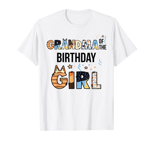 Grandma Of The Birthday Girl Party Blue Dog Lover Matching T-Shirt