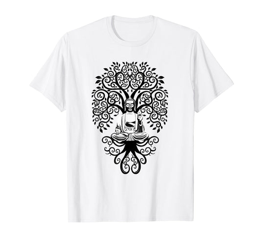 Bodhi Tree with Meditating Buddha Yoga Tshirt T-Shirt