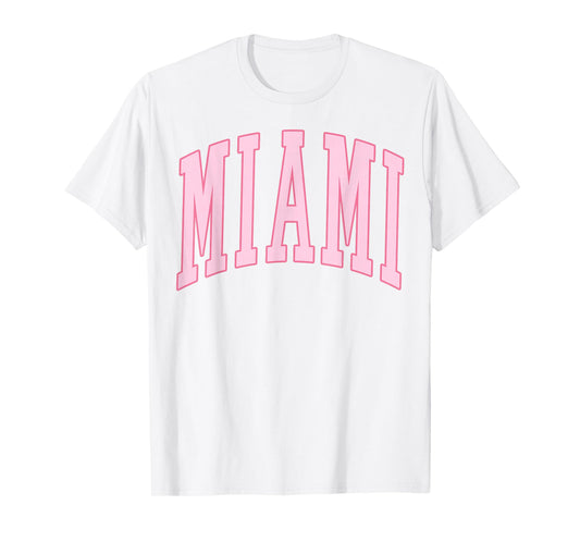 Miami Vintage Preppy Varsity Pink Sports T-Shirt