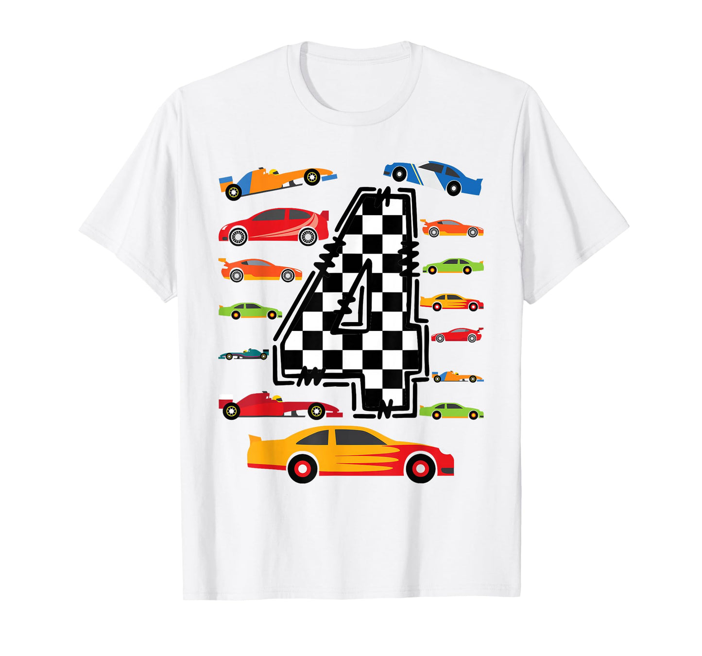 4 Years Old Boys Girls Race Car 4th Birthday Racing Car T-Shirt
