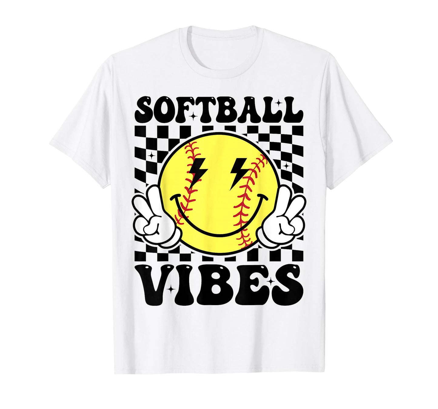 Softball Vibes Softball Retro Groovy Game Day Girls Women T-Shirt