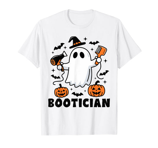 Bootician Funny Beautician Halloween Ghost Hair Stylist T-Shirt