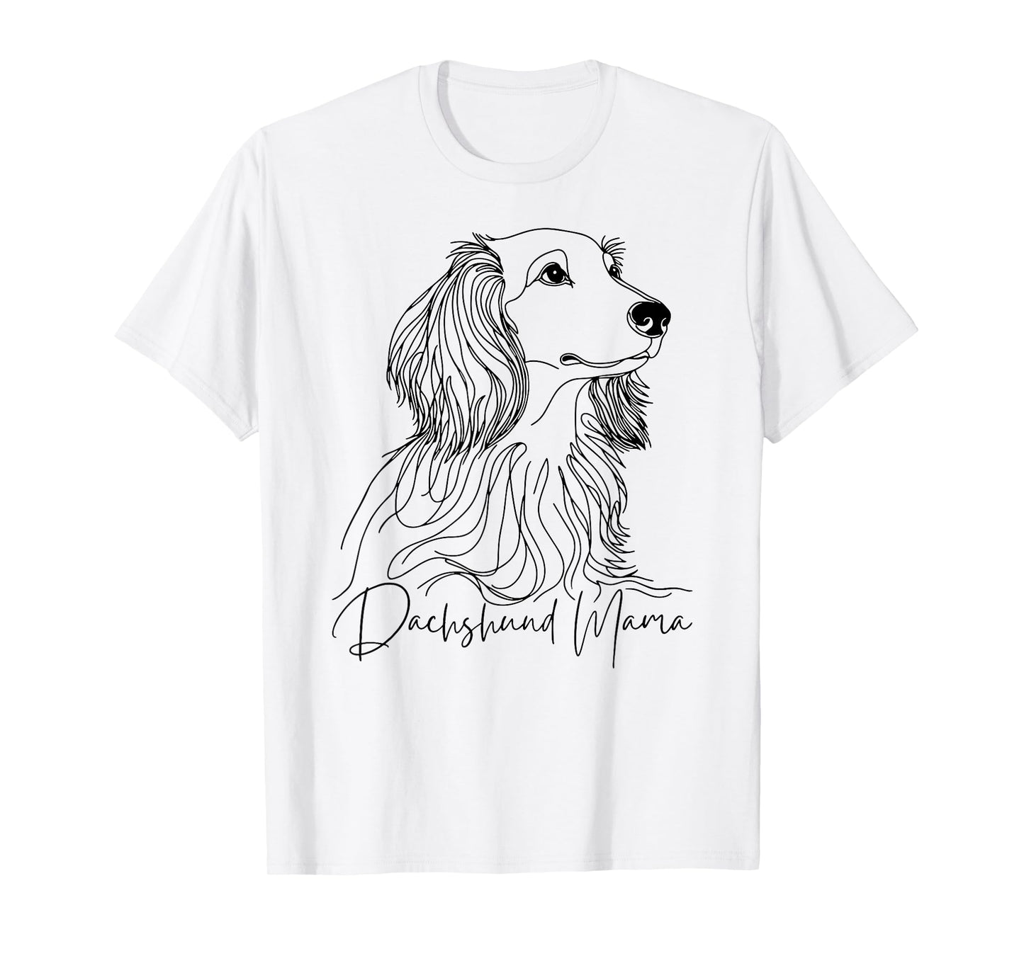 Dachshund Mama Long Haired Dachshund Line Art Dog Artistic T-Shirt