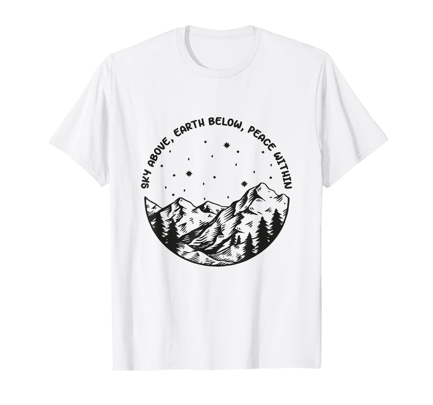 Sky Above Earth Below Peace Within Yoga Meditation T-Shirt