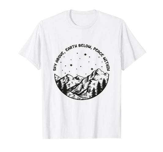 Sky Above Earth Below Peace Within Yoga Meditation T-Shirt