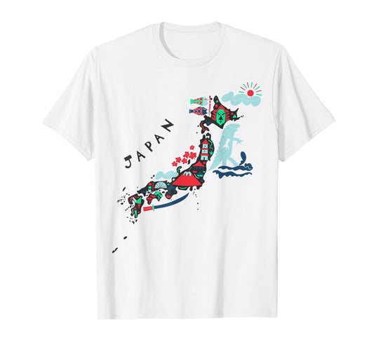 Travel Asia Japan Map Tokyo Japanese Vacation Souvenir Tee T-Shirt