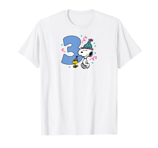 Peanuts - Snoopy and Woodstock 3rd Birthday Party T-Shirt