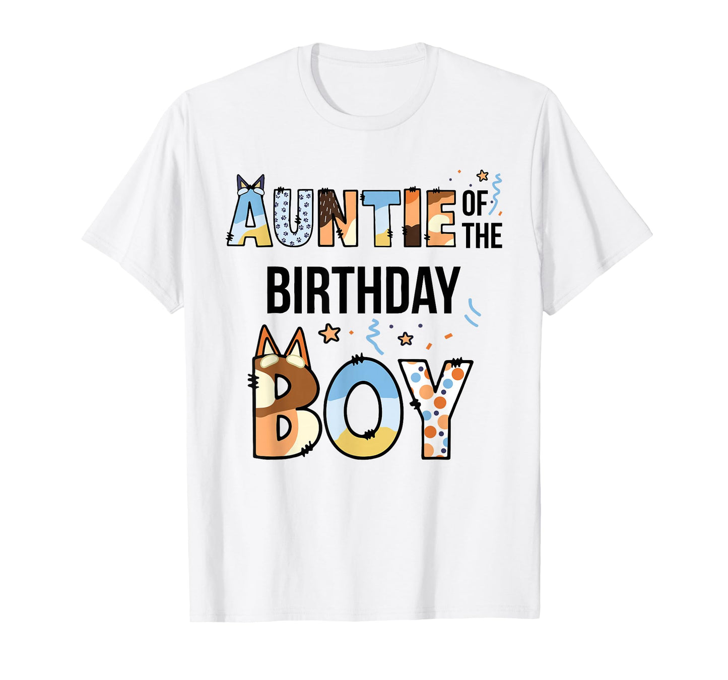 Auntie Of The Birthday Boy Party Blue Dog Lover Matching T-Shirt