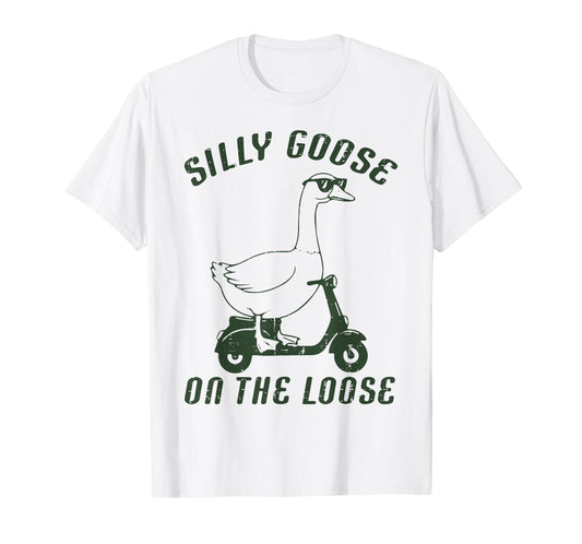 Goose Silly On The Loose Scooter Funny Animal Men Women Kids T-Shirt