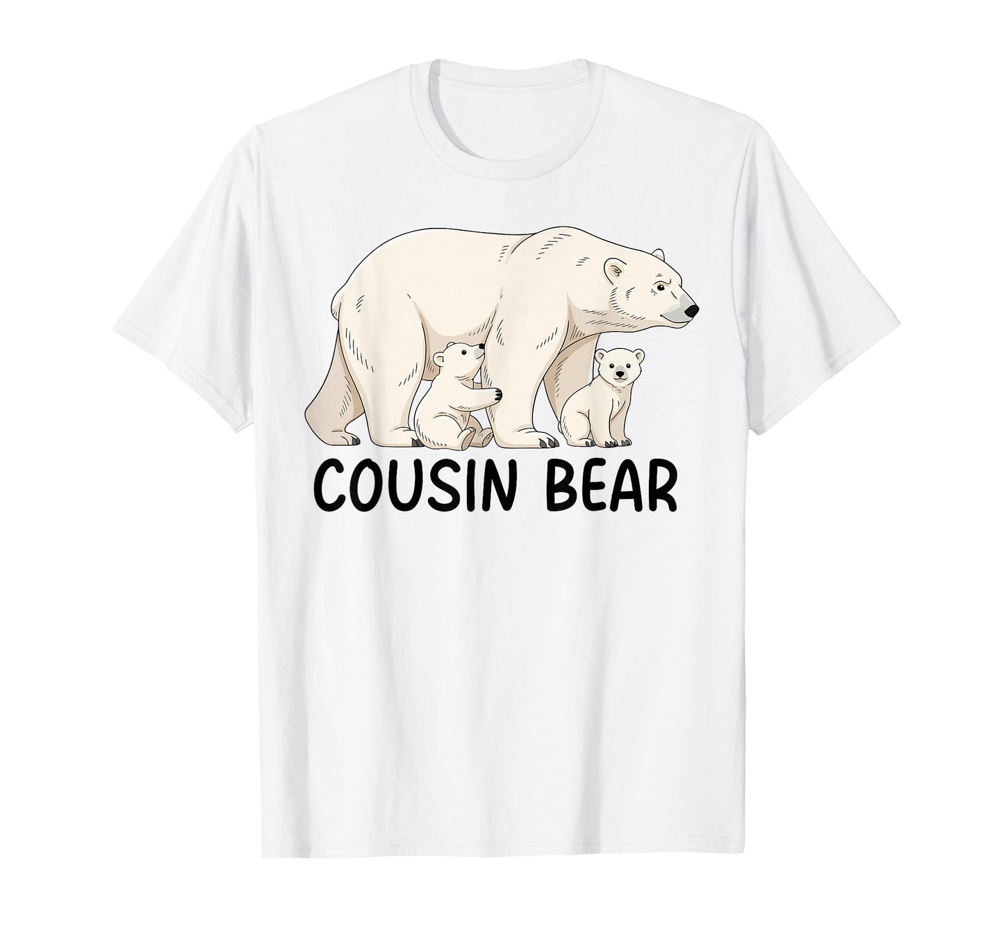 Cousin Bear with Two Cubs Siblings Polar Bear Family T-Shirt