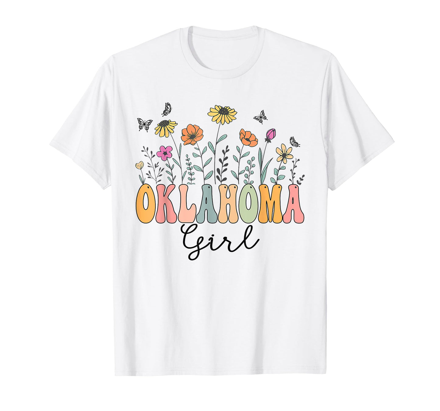 Oklahoma Girl Wildflower Groovy Oklahoma Lover T-Shirt