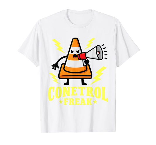Funny Halloween Orange Traffic Cone Conetrol Freak T-Shirt