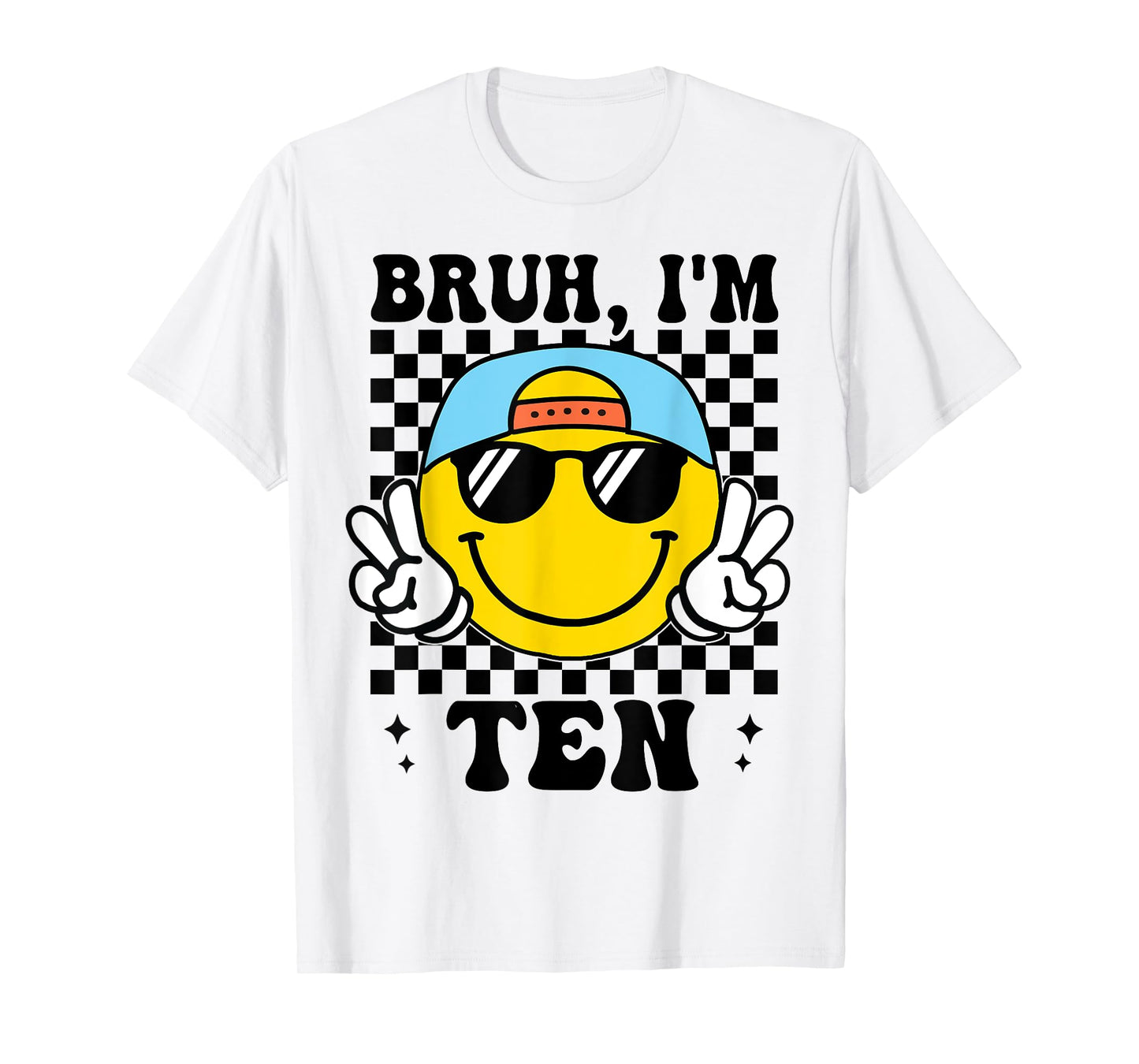 Bruh I'm Ten 10 10th Birthday Groovy Boys Girls 10 Years Old T-Shirt