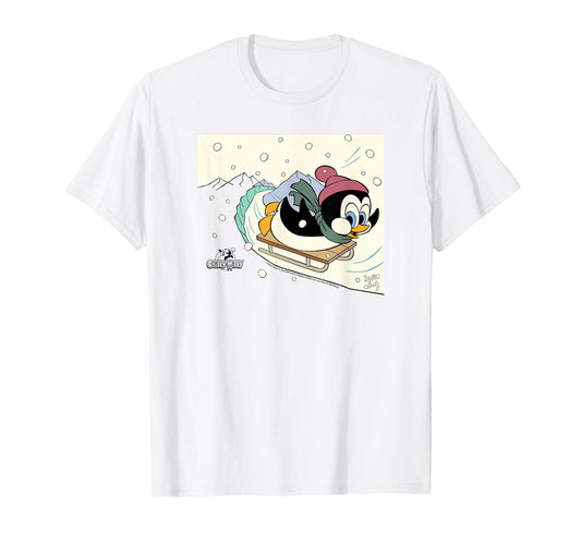 Chilly Willy the Penguin Sledding Holiday T-Shirt