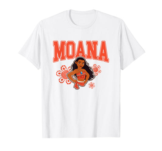 Disney Moana Brave Pose Big Chest Collegiate Chest Text Logo T-Shirt