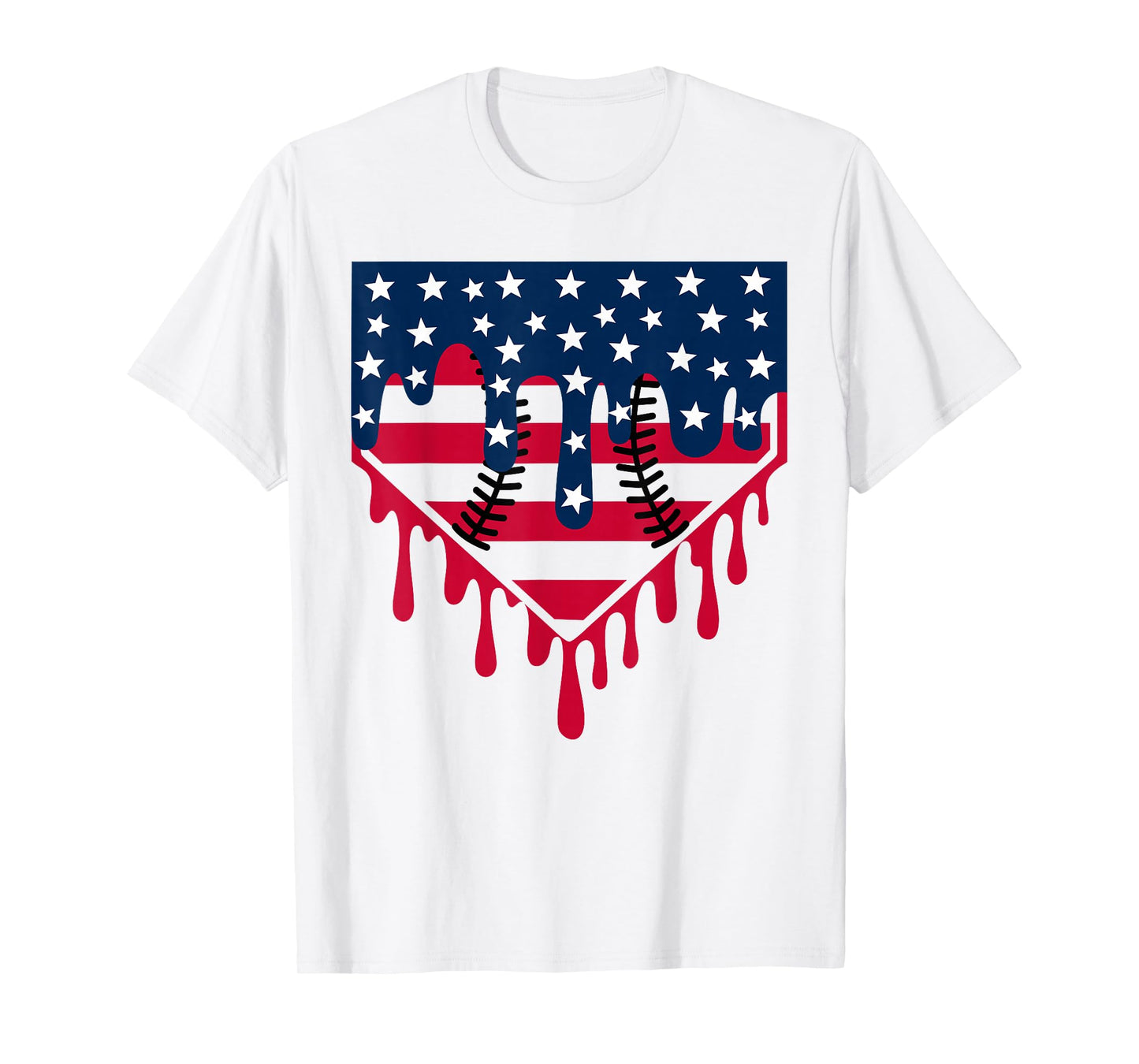 Baseball Drip Boy Ice Cream Patriotic American Flag 4th July T-Shirt
