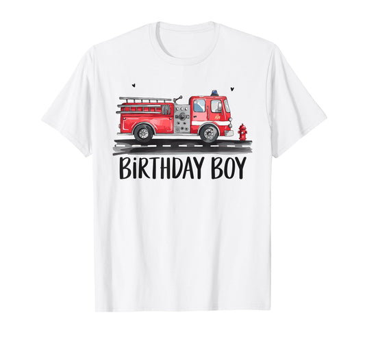 Fire Truck Firefighter The Birthday of Boy Family Bday Party T-Shirt
