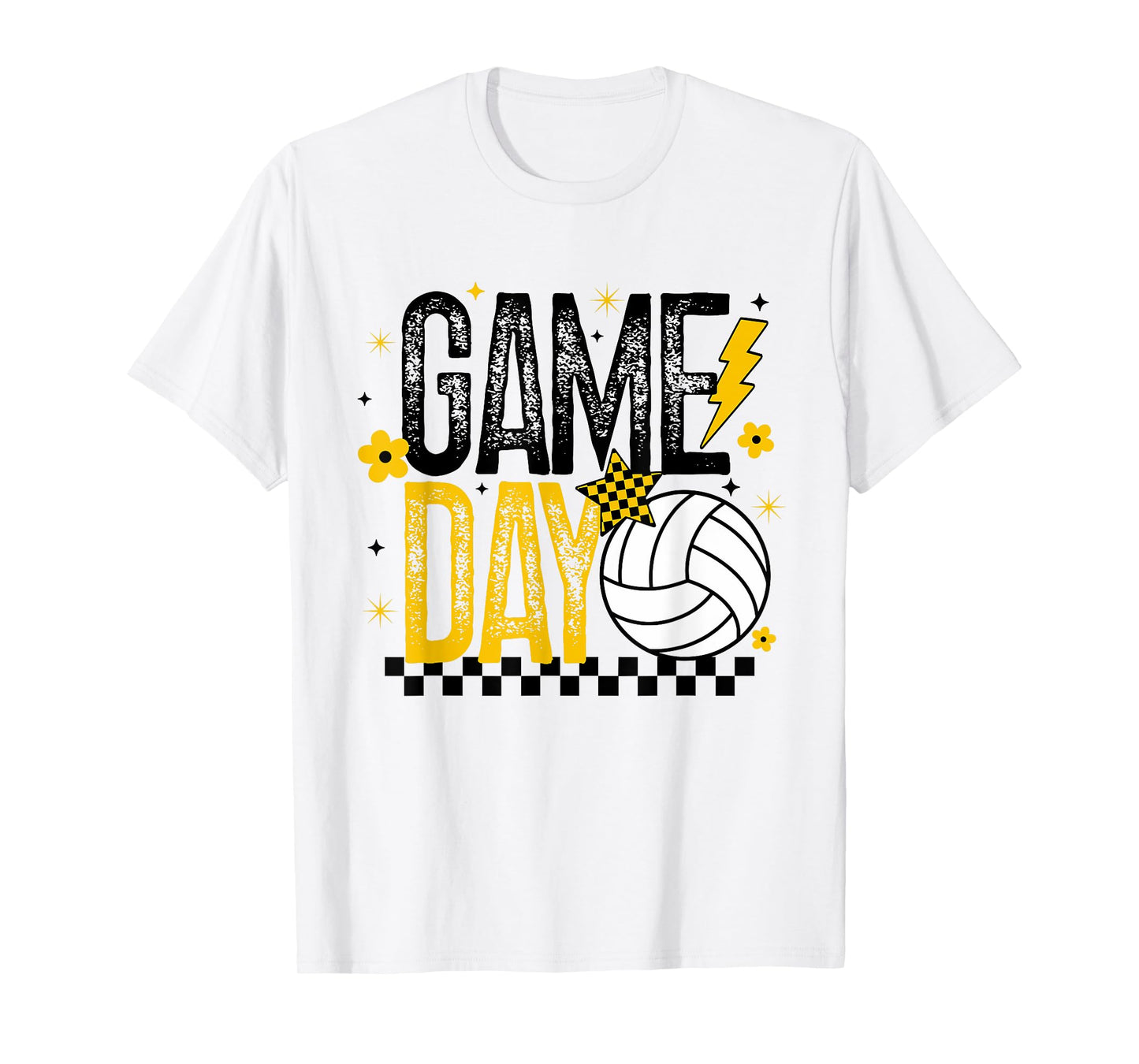 Volleyball Game Day Retro Girls Volleyball Mom Black & Gold T-Shirt