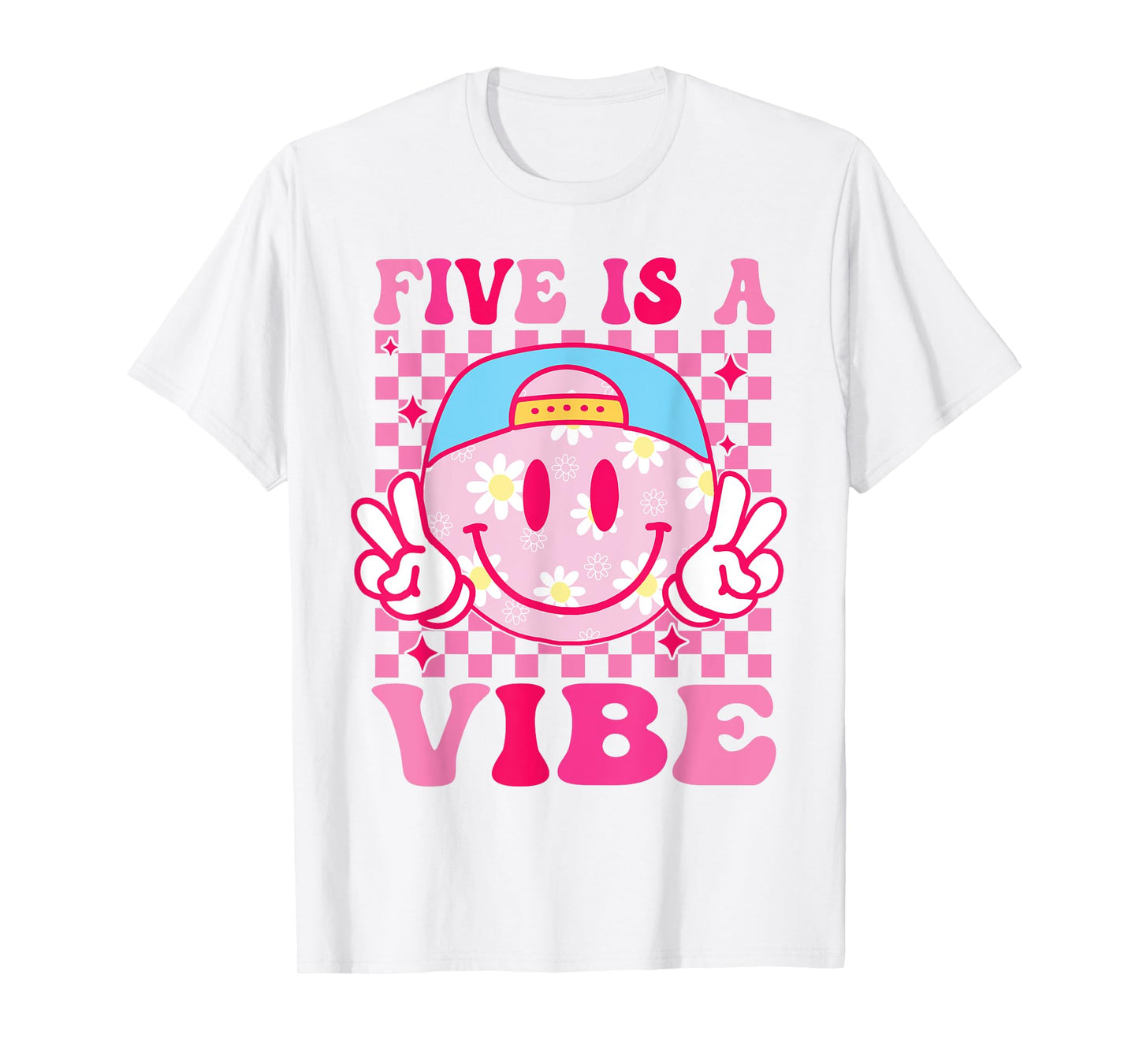 Five is A Vibe Birthday Groovy 5 Year Old Girls 5th Birthday T-Shirt