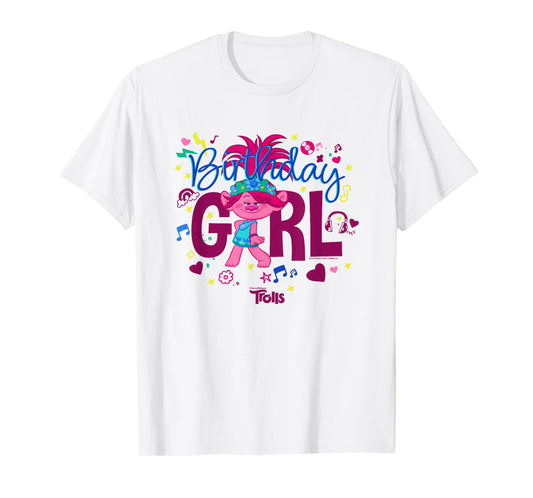 Trolls Cute Sassy Poppy Birthday Girl Big Chest Logo T-Shirt