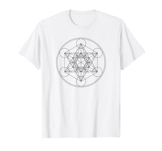 Metatrons Cube Sacred Geometry Yoga Spiritual Symbol 4D T-Shirt