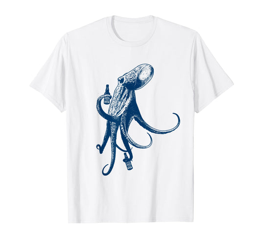 The Original Beer Drinking Octopus - Beach Vacation T-Shirt Men Women T-Shirt