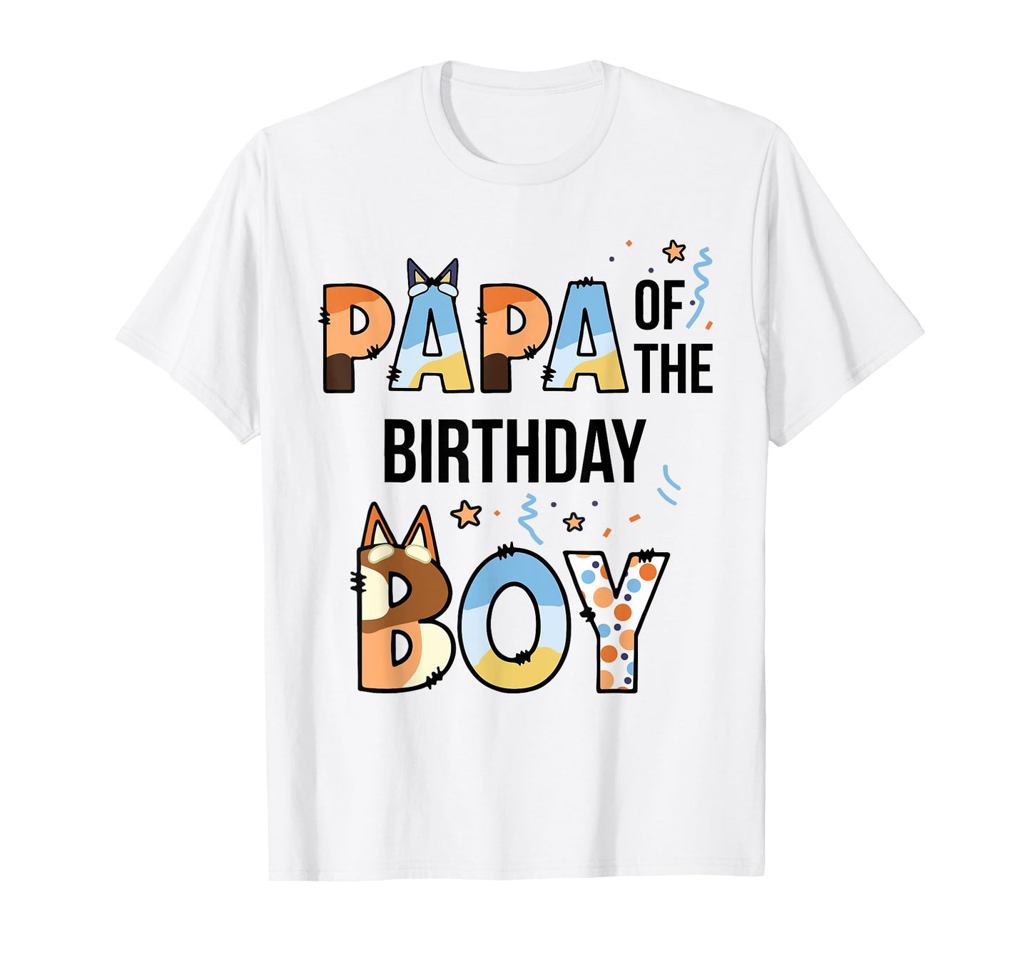 Papa Of The Birthday Boy Party Blue Dog Lover Matching T-Shirt