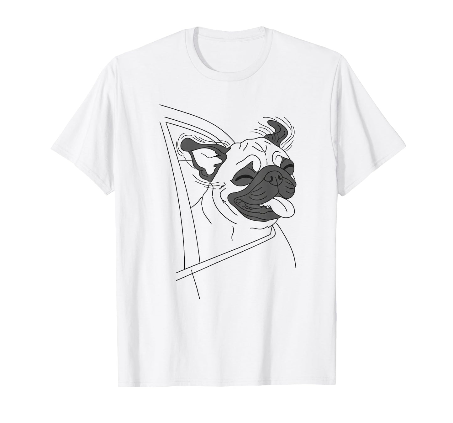 Car Window Pug Line Art for Dog T-Shirt