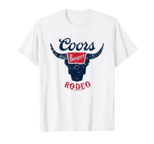 Coors Banquet Rodeo Distressed Bull Horns Badge T-Shirt