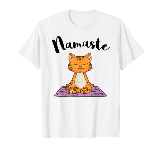 Cat Yoga Namaste Shirt Women Girls Kitten Yoga T-Shirt