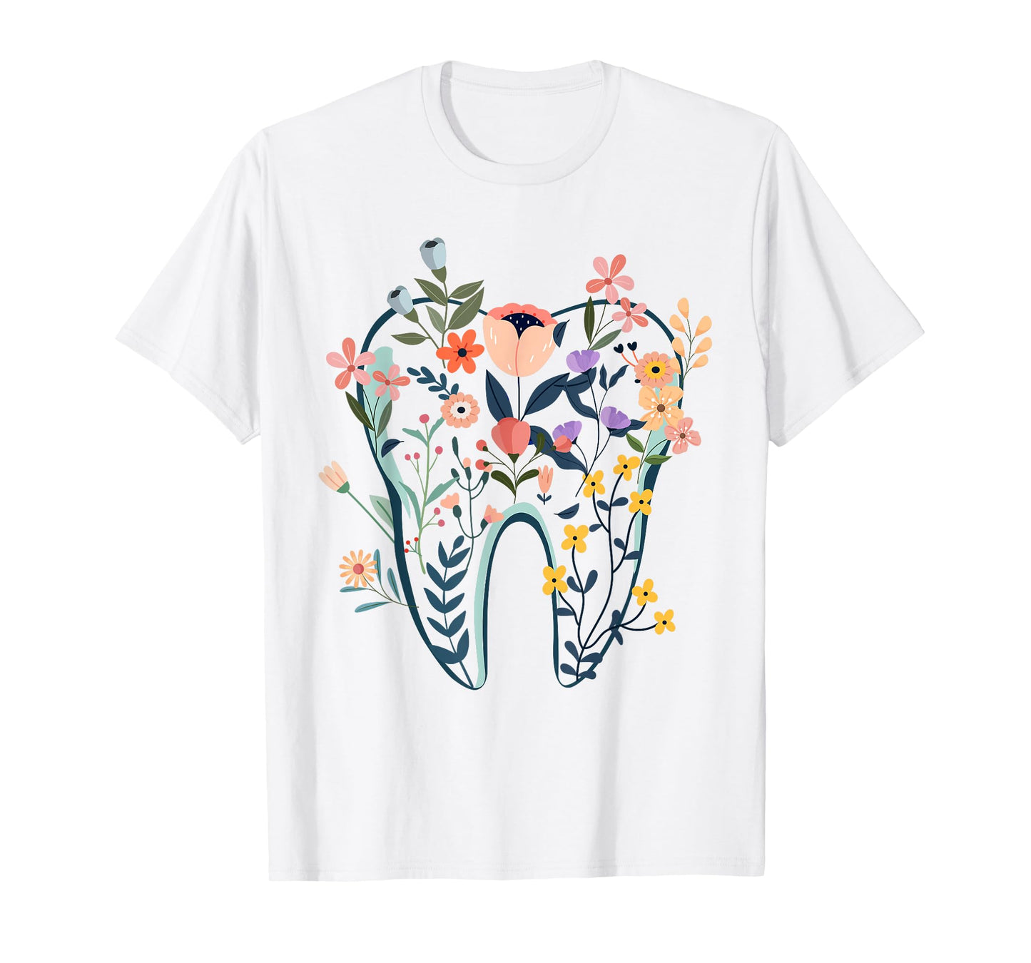 Floral Tooth, Boho Flower Dental Student Dental Assistant T-Shirt