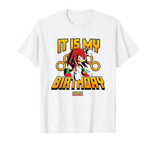 Sonic The Hedgehog Birthday It Is My Birthday Knuckles Logo T-Shirt