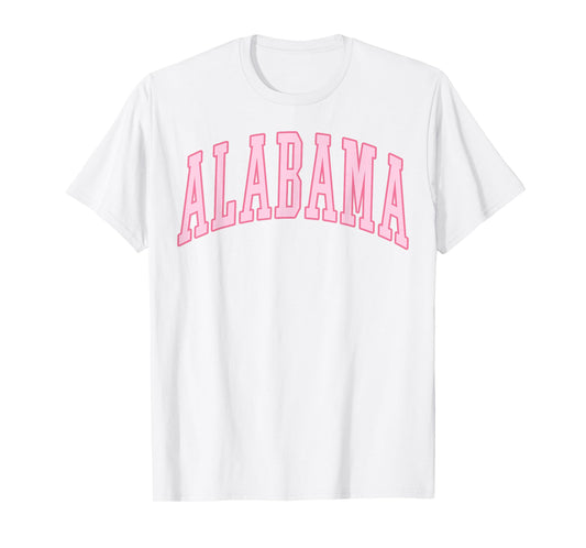 Alabama Vintage Preppy Varsity Pink Sports T-Shirt