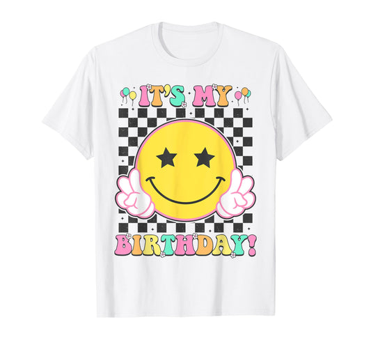 It's My Birthday Girls Women Teens Kids Groovy Bday Flower T-Shirt