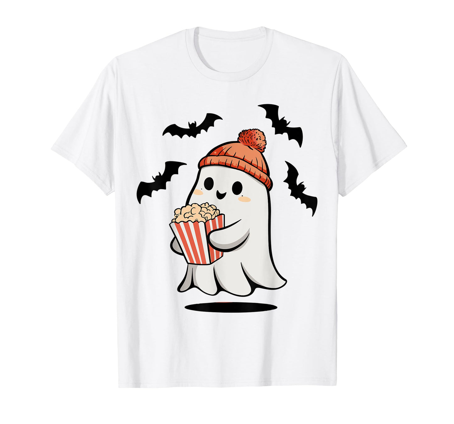 Funny Ghost Eating Pop Corn Lovers Spooky Halloween T-Shirt
