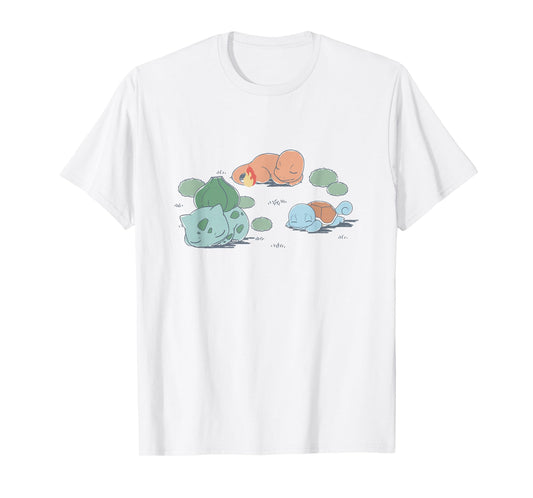 Pokémon Kanto Starters Taking A Nap Cute Retro Shot T-Shirt
