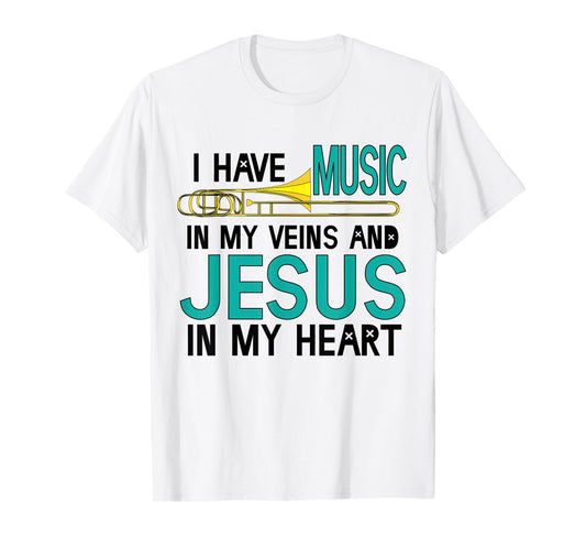 Trombone Christian Musician Jesus In My Heart T-shirt Gift T-Shirt
