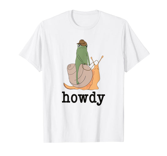 Snail Ridin' Frog, Howdy Frog, Cowboy Frog Meme T-Shirt