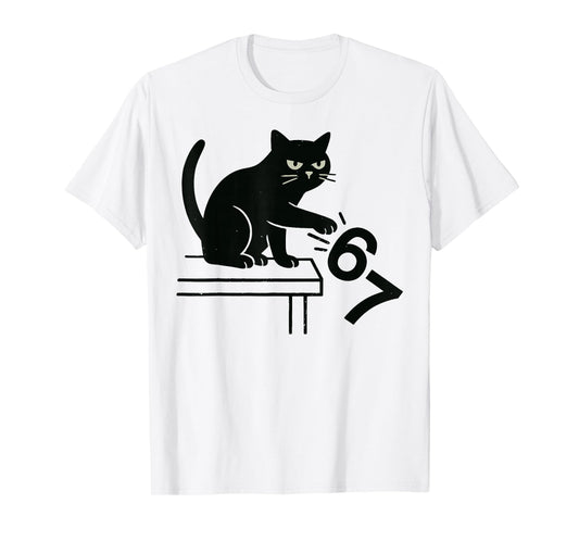 Funny Cat Knocking Off 67 Cat Meme for Men Women T-Shirt