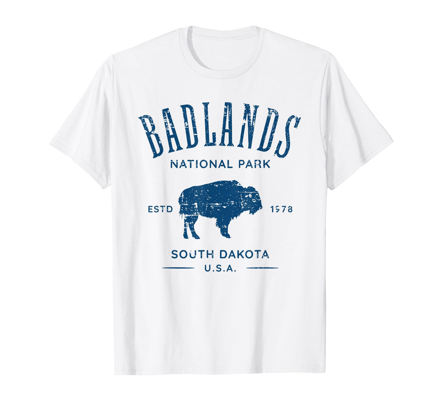 Badlands South Dakota Bison Distressed Design T-Shirt