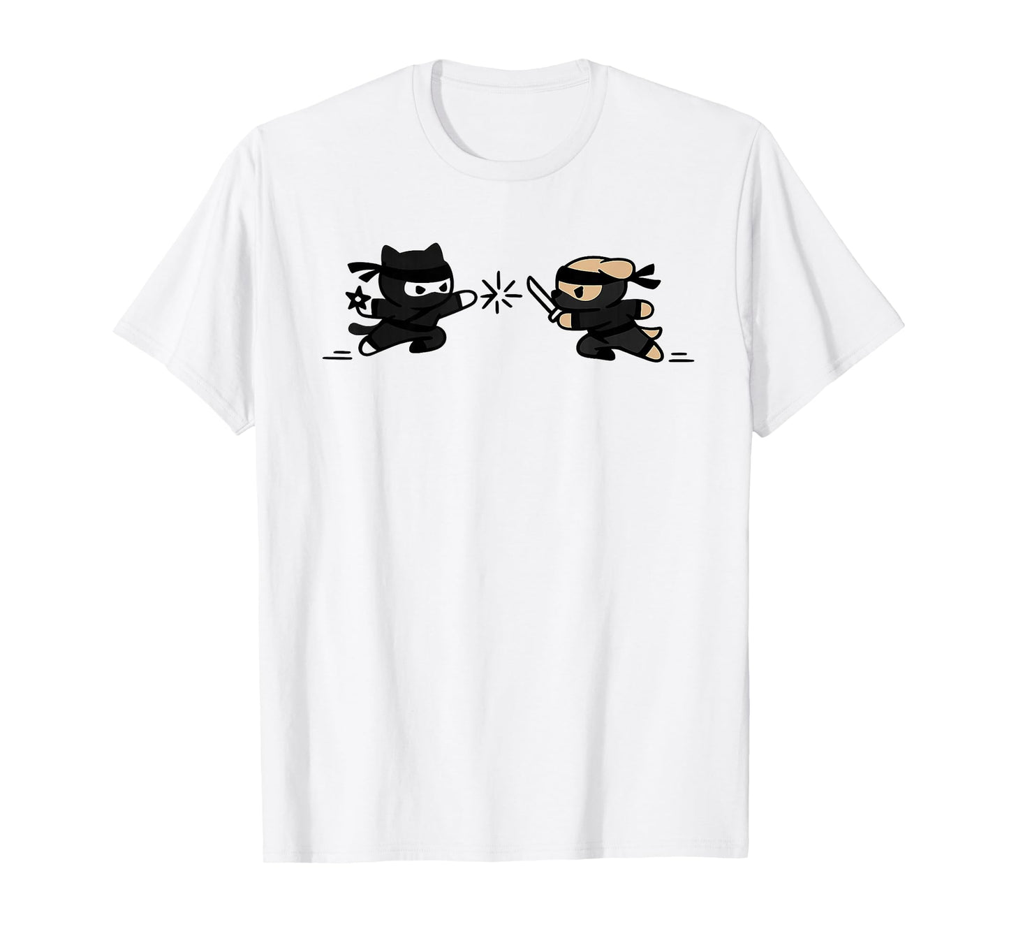 Cute Ninja Cat vs Dog, Kawaii Ninja Pets T-Shirt