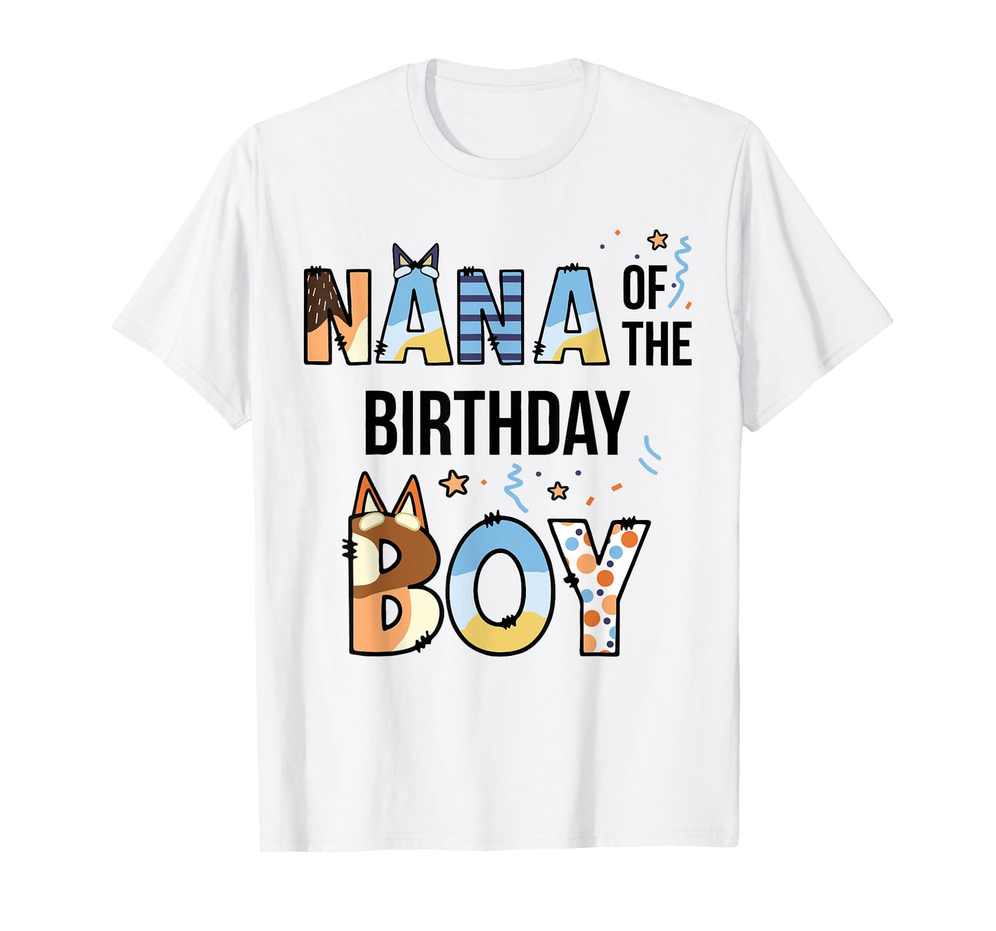 Nana Of The Birthday Boy Party Blue Dog Lover Matching T-Shirt