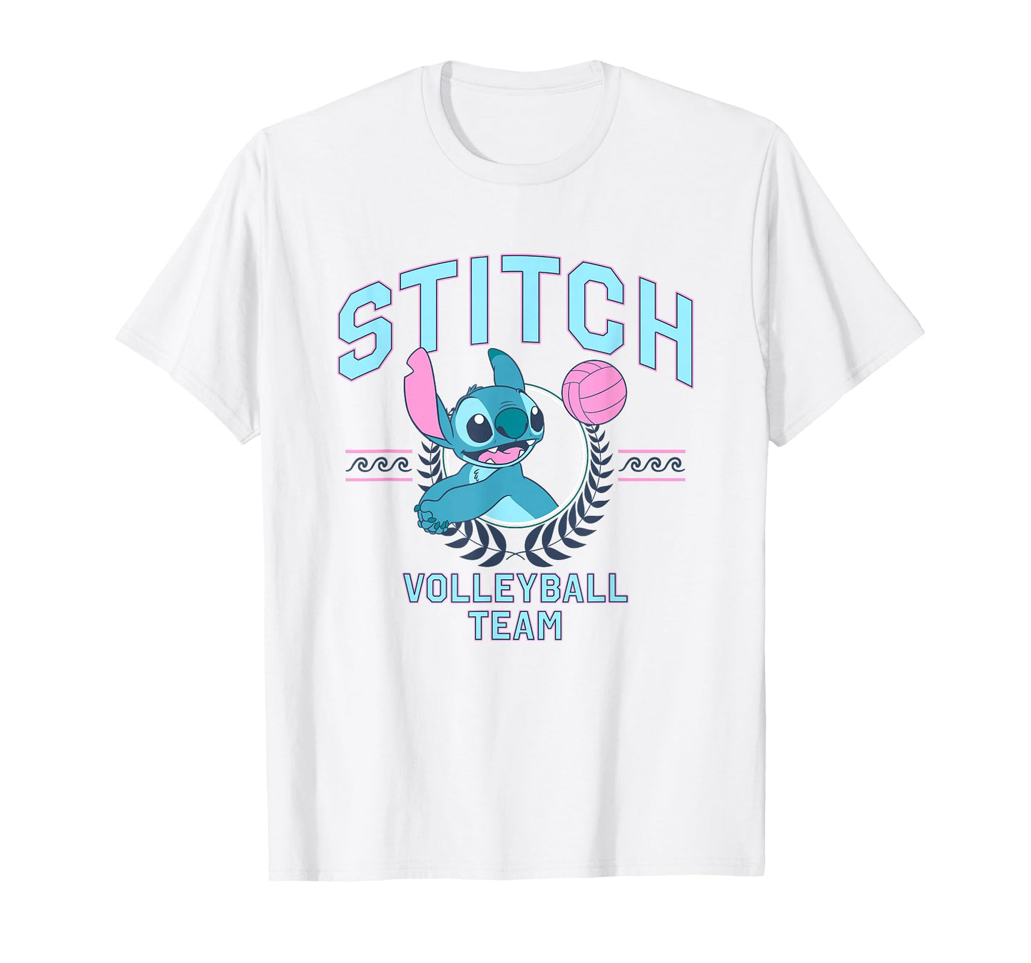 Disney Lilo & Stitch Volleyball Team Cute Stitch Chest Logo T-Shirt