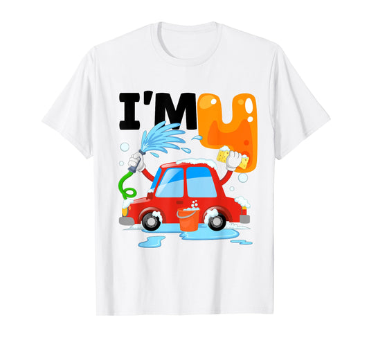 Car Wash 4 Four Year Old Kids 4th Birthday Party Theme T-Shirt