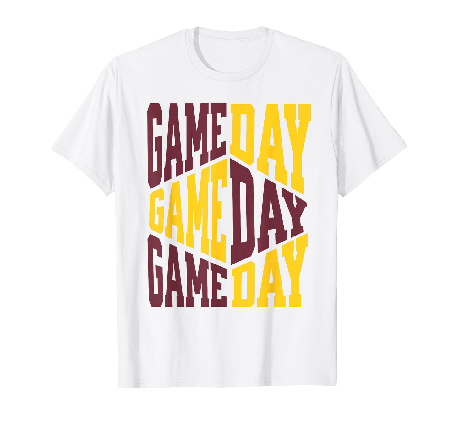 Game Day Sports Football Maroon Yellow Gold School Spirit T-Shirt