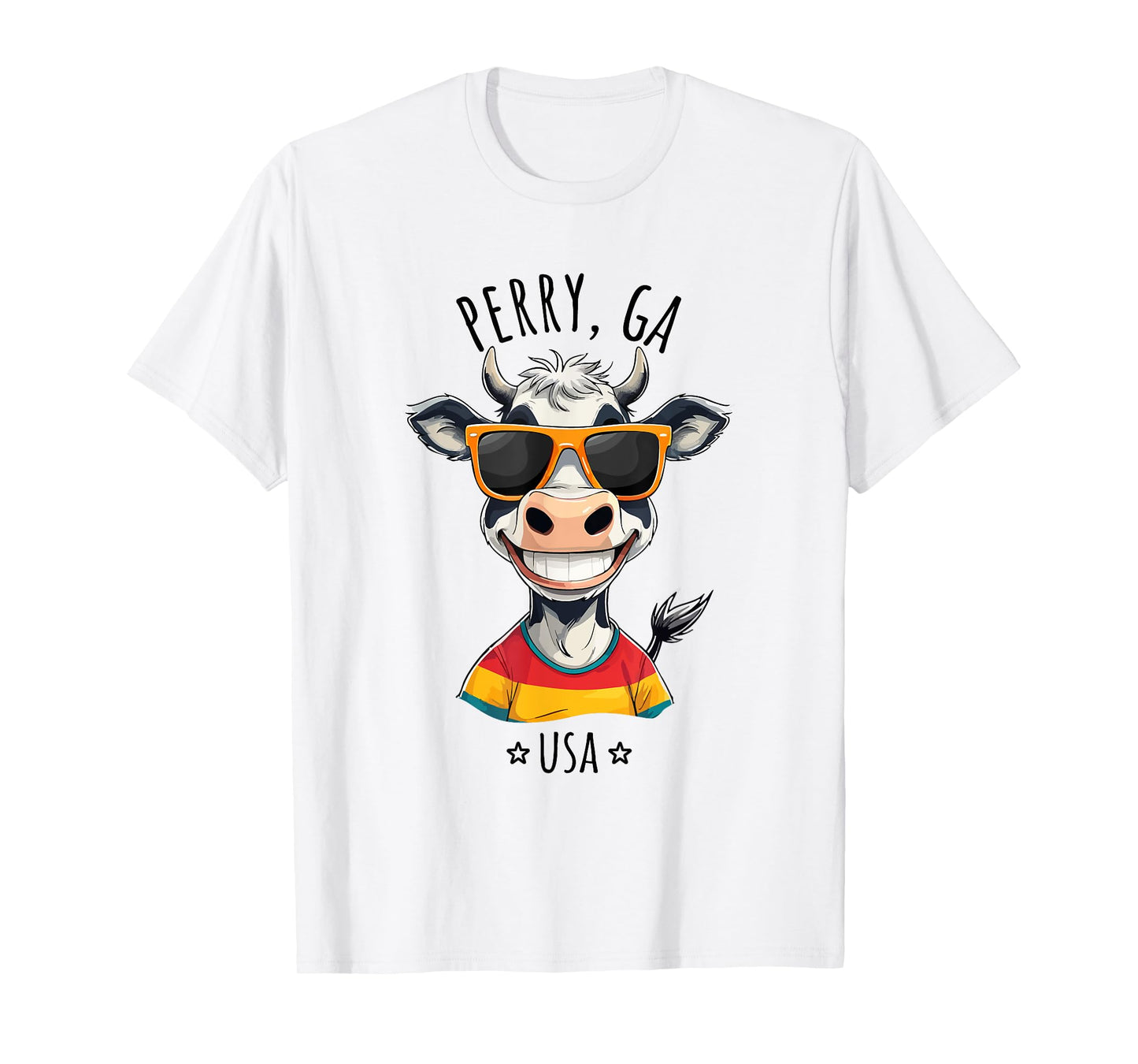 Perry GA USA Funny Cow Cartoon Design T-Shirt