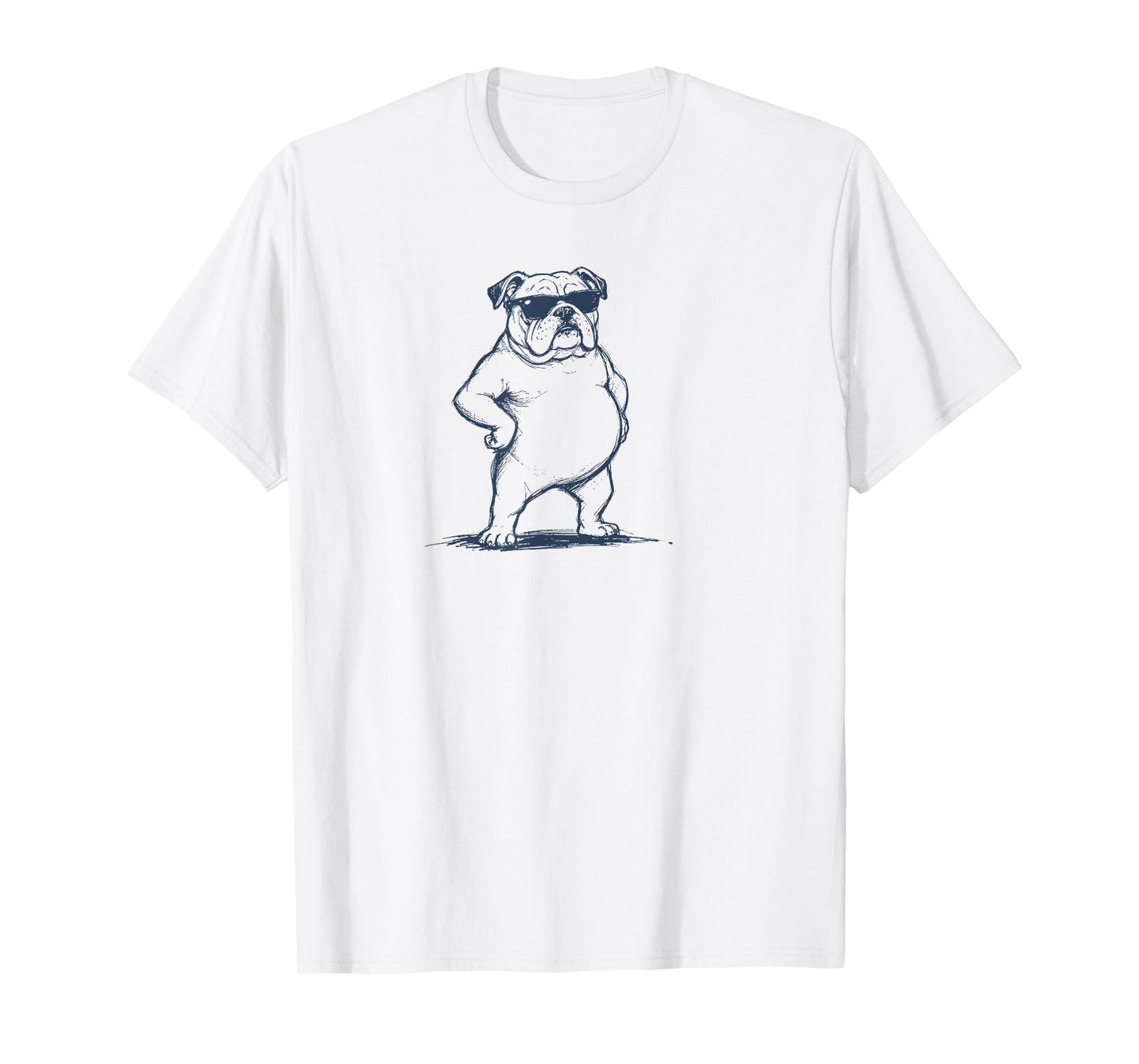 Funny English Bulldog Vintage Sunglasses Dog Dad Mon T-Shirt