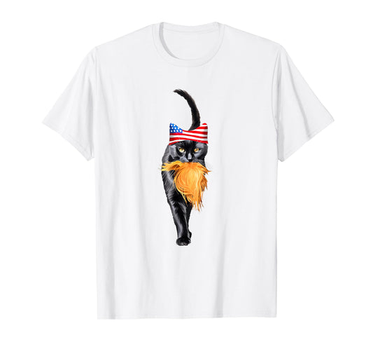 Funny Childless Cat Lady With Trump Hair Vote Kamala 2024 T-Shirt