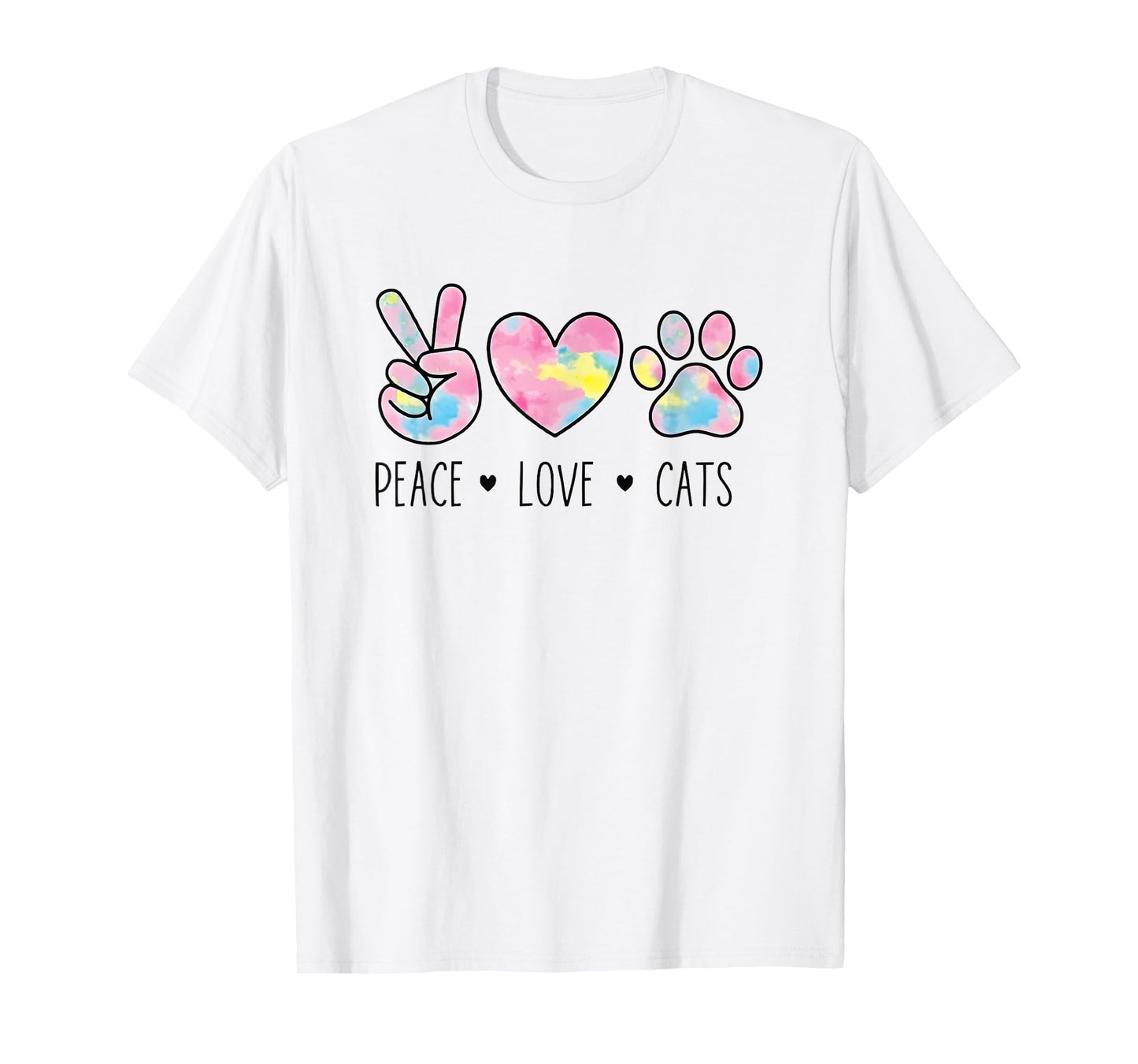 Peace Love Cats Cute Paw Heart Cat Lover Positive Animal T-Shirt