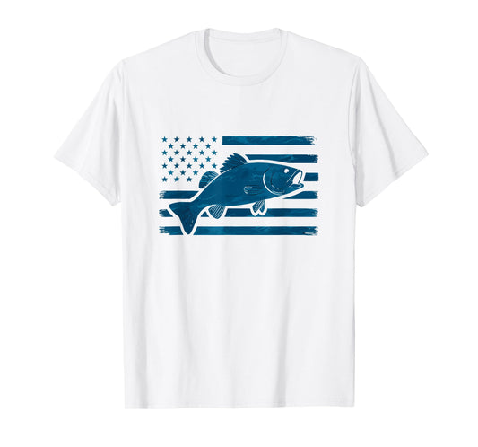 American Flag Fishing Lovers Shirt Men Women Kids Youth Fish T-Shirt